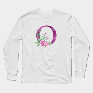 Floral Monogram O Beautiful Rose Bouquet Long Sleeve T-Shirt